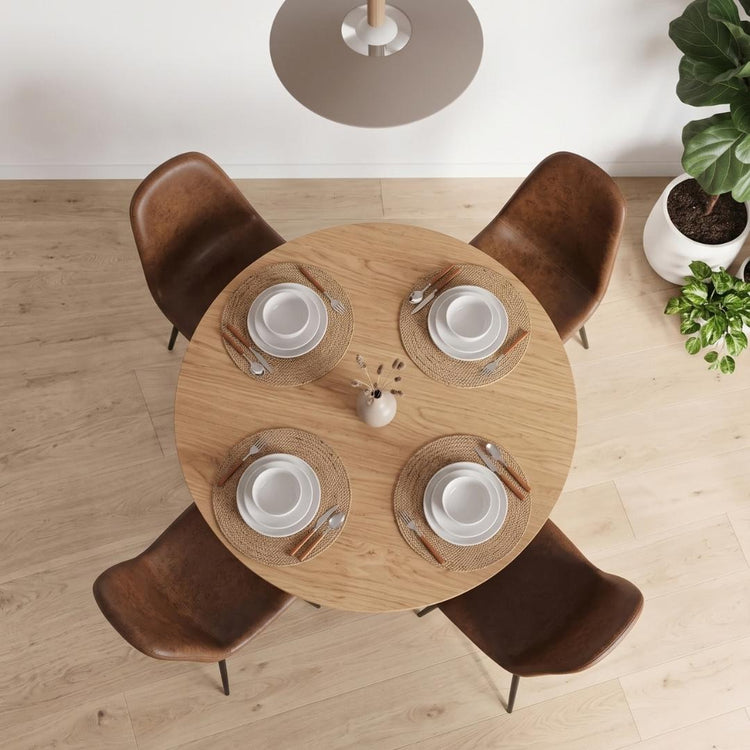 Comedor Mesa Redonda Letta Nórdica 100cm + 4 Silla Isidora
