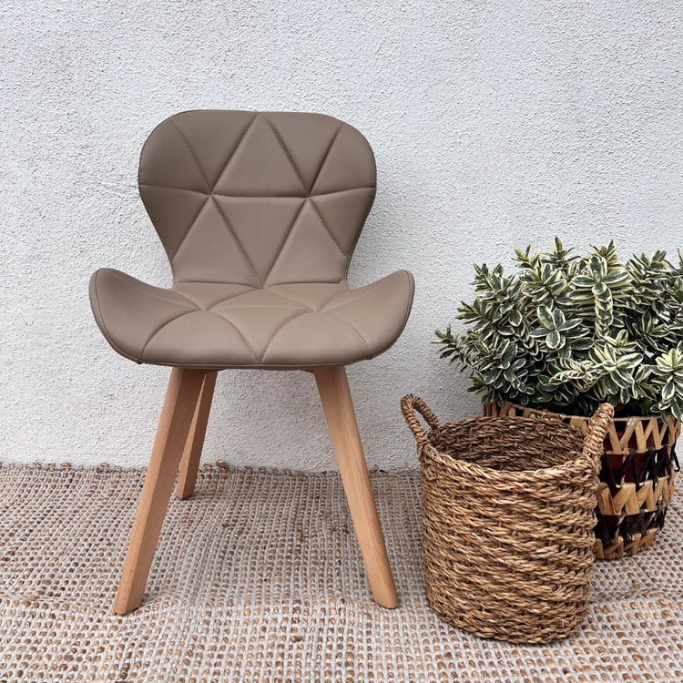 Pack 4 Sillón Rubik Latte | Ecocuero & Madera