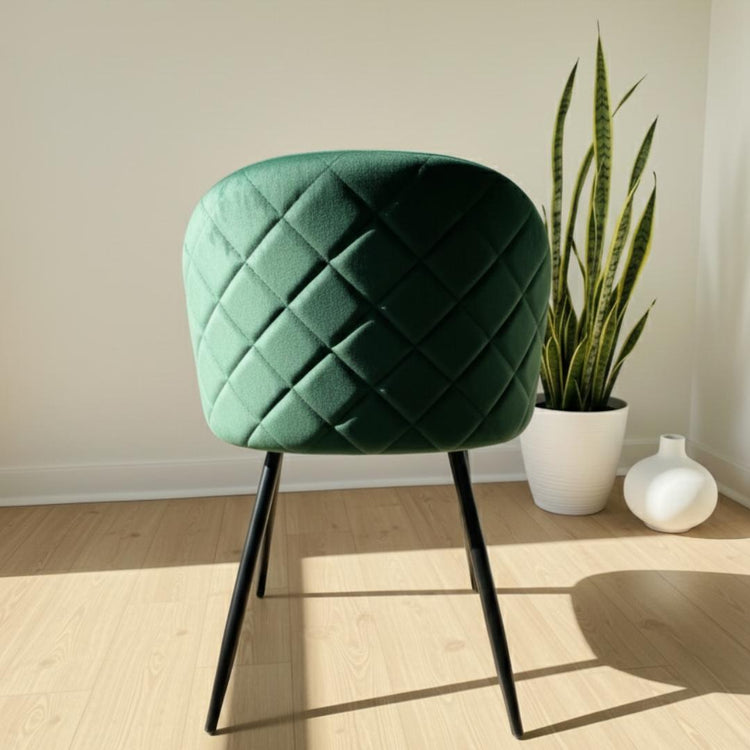 Silla Adela Verde Esmeralda | Metal Negro y Felpa