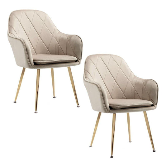 Pack 2 Sillón Sitial Diamante Terciopelo Beige | Moderno y Cómodo