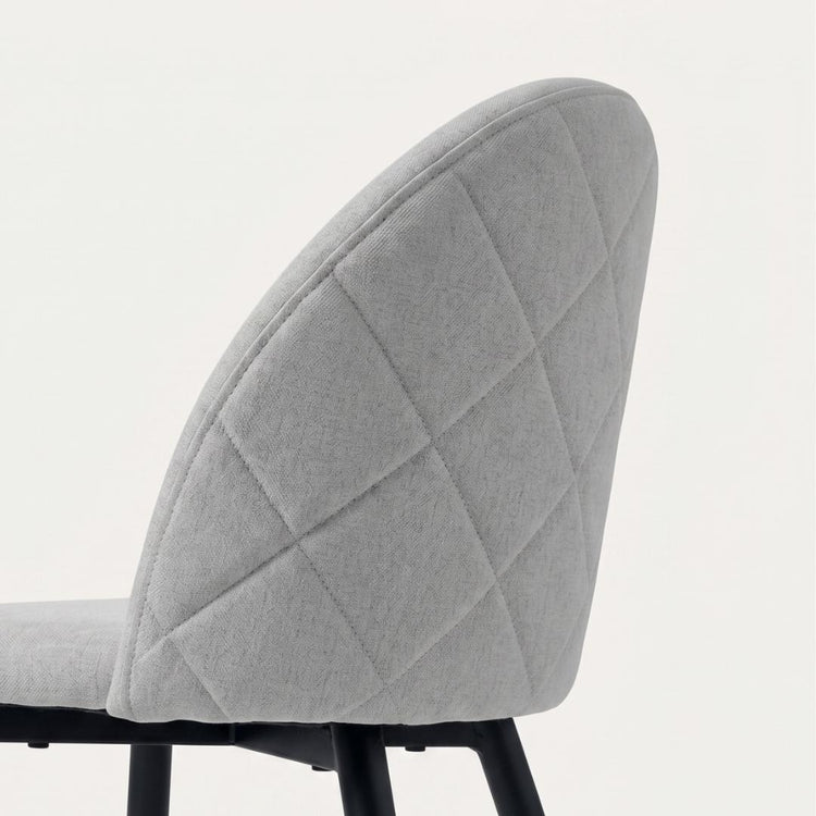Silla Eloina | Tapizada Lino Gris | Patas Acero Negro