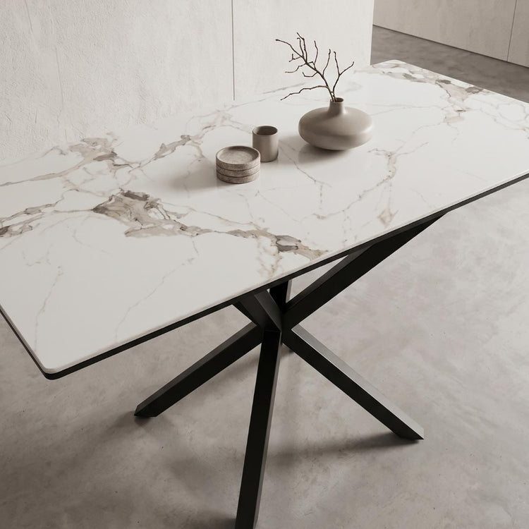 Mesa Rectangular Greta Piedra 140x80 | Efecto Mármol