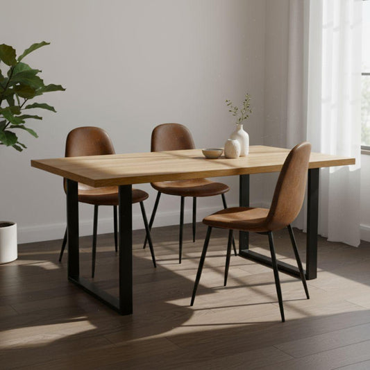 Comedor Mesa Rectangular Ámbar 140x90 + 4 Sillas Isidora