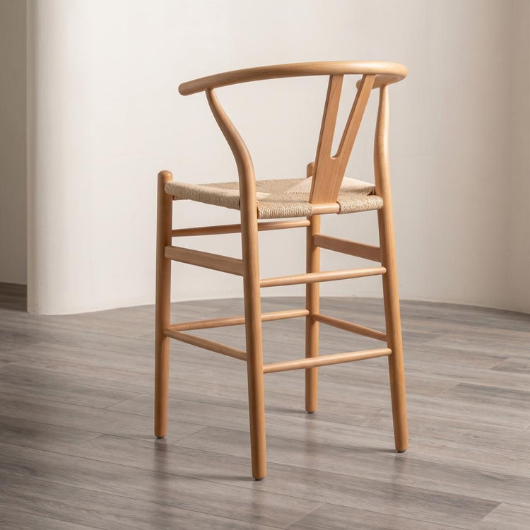 Taburete Wishbone 65cm | Madera & Cuerda Natural