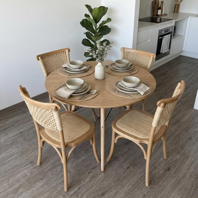 Comedor Redonda Shanna 100cm + 4 Silla Tango Wood