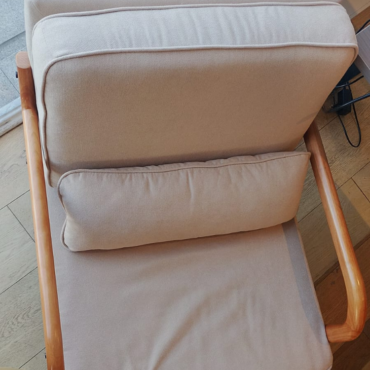 Sillón Andrea Tela Beige | Madera Natural