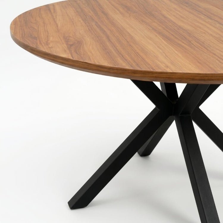 Mesa Redonda 100cm Equiz Rústica | Cubierta Madera | Base X Negro