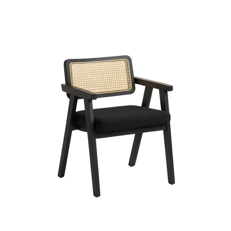 Butaca Sitial Capitol Acolchado de Rattan Negro