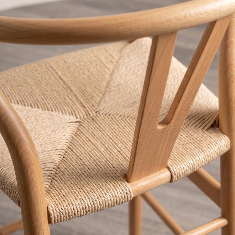 Taburete Wishbone 65cm | Madera & Cuerda Natural