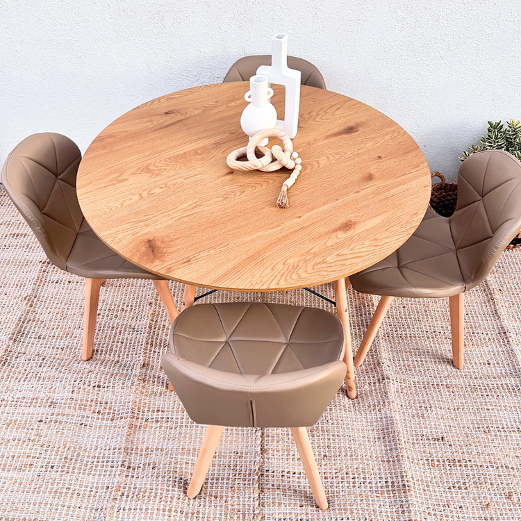 Comedor Moderno Shanna 80cm + 4 Sillas Rubik Latte