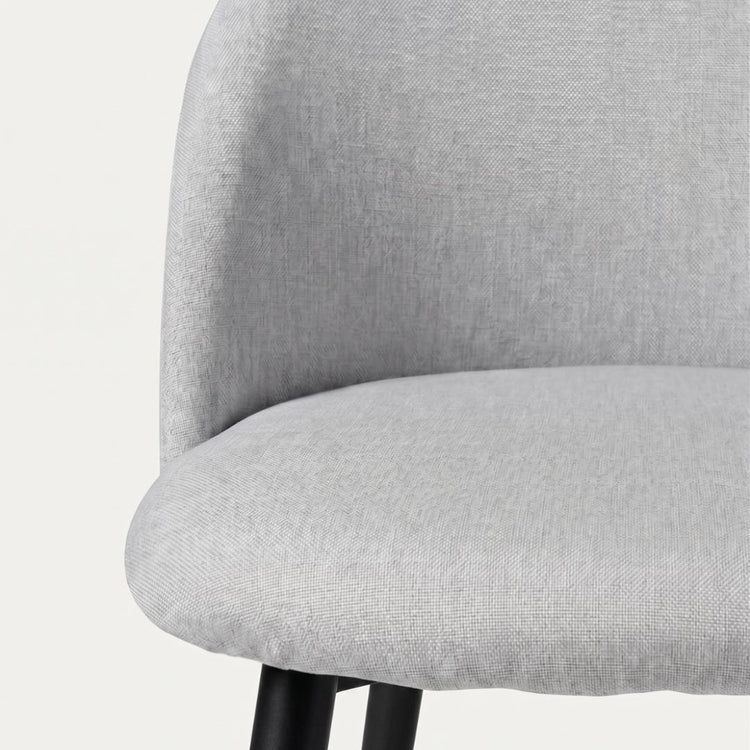 Silla Eloina | Tapizada Lino Gris | Patas Acero Negro