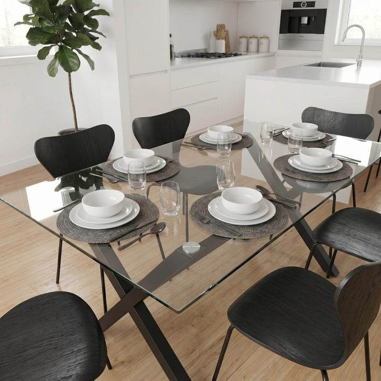 Comedor Mesa Xinia Negro 160x90 cm + 6 Silla Fritz Negro