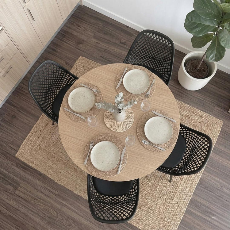 Comedor Redonda Shanna 100cm + 4 Silla Grillet Negro