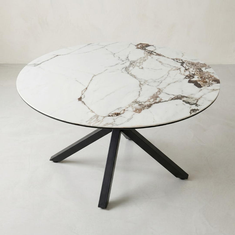 Mesa Redonda 120 cm Equiz | Cubierta Piedra | Base X Negro