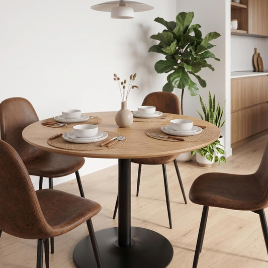 Comedor Mesa Redonda Letta Nórdica 100cm + 4 Silla Isidora
