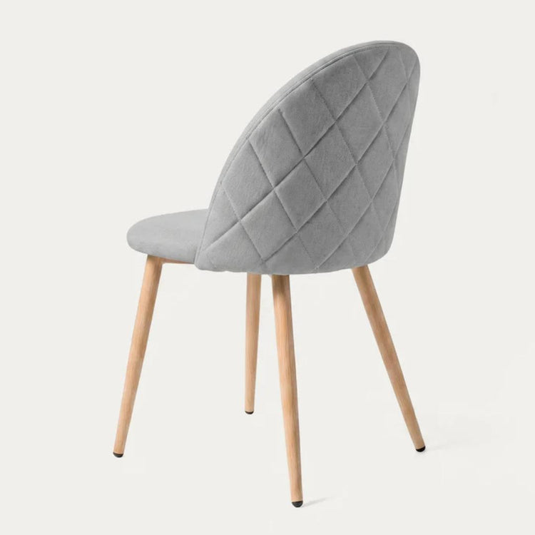 Silla Eloina | Tapizada Lino Gris & Patas de Acero