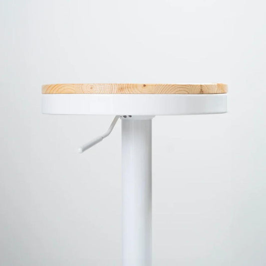 Taburete Ajustable Nicco Blanco | Asiento de Madera y Giro 360°