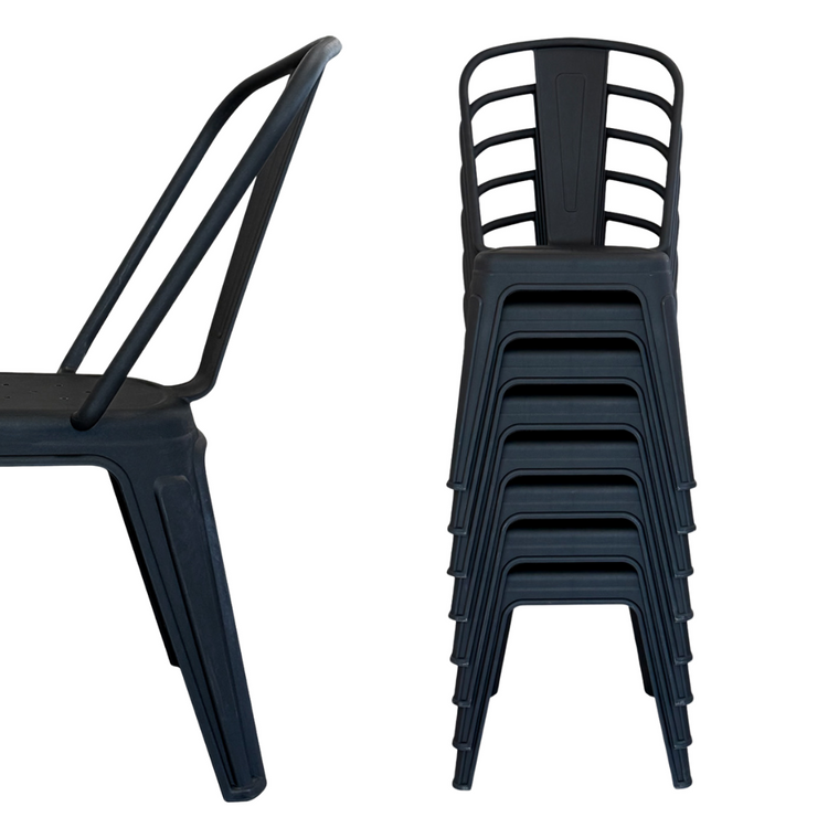 Pack 4 Silla Tolix Negro | Plástico Reforzado para Exterior e Interior