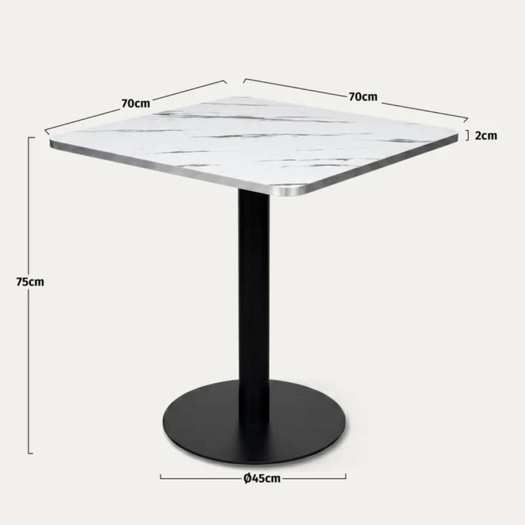 Mesa Cuadrada Roma Blanco 70x70cm | Efecto Mármol
