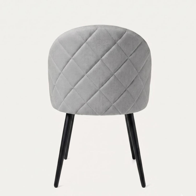 Silla Eloina | Tapizada Lino Gris | Patas Acero Negro