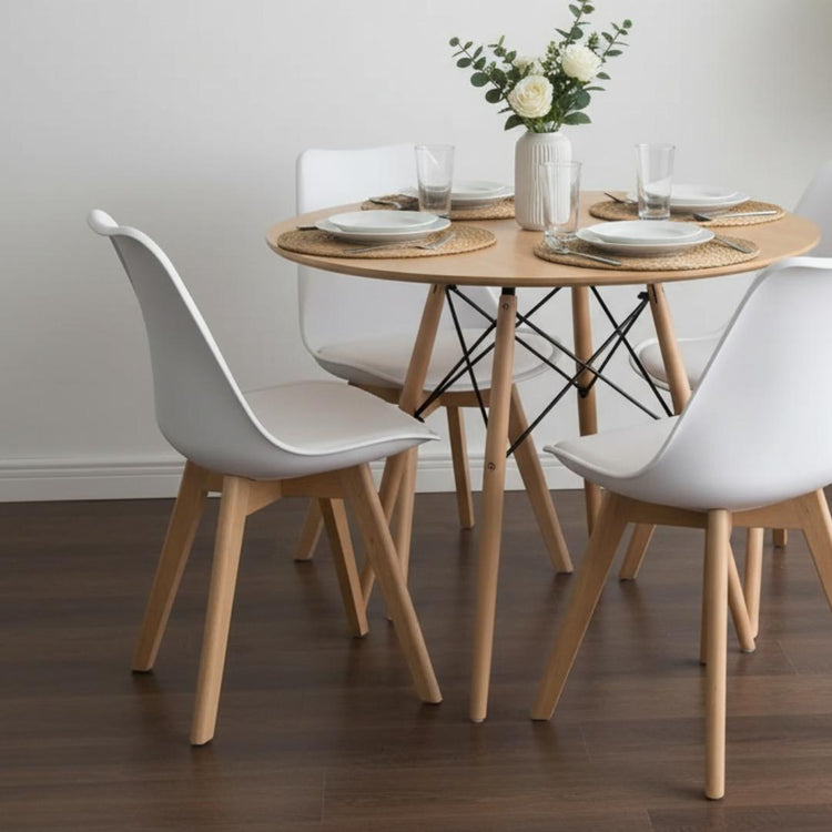 Comedor Redondo Shanna 80 cm + 4 Sillas Tulip Blanco