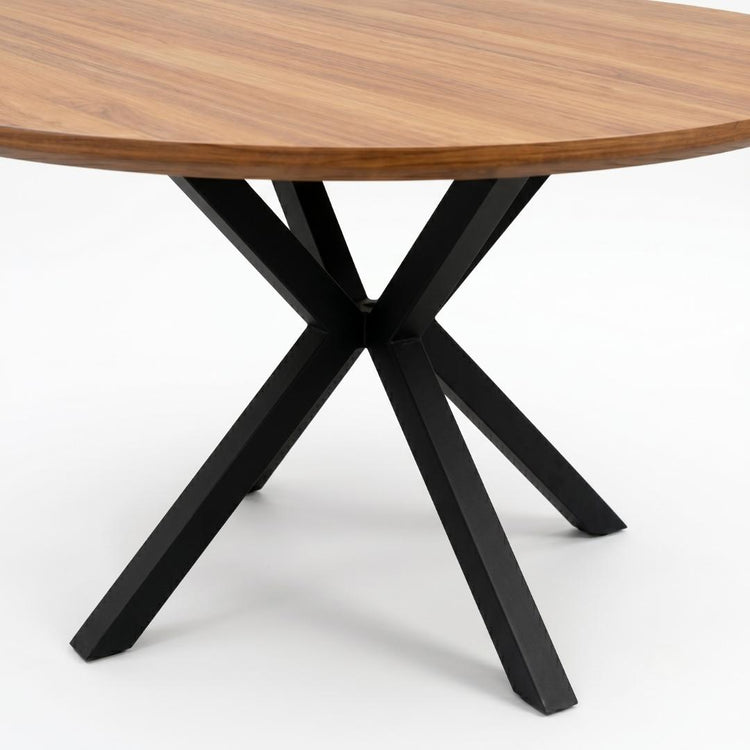 Mesa Redonda 100cm Equiz Rústica | Cubierta Madera | Base X Negro