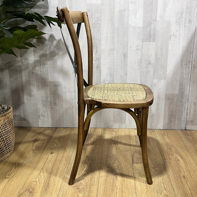Silla Crossback Madera & Rattan | Café y Negro | Diseño Vintage