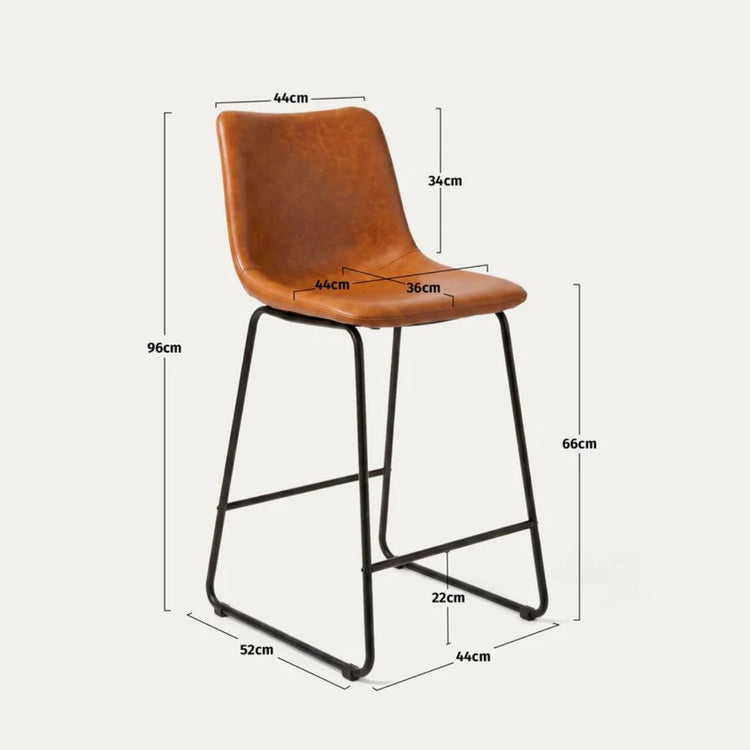 Taburete Toscana de 66cm | Cuero Sintético Camel y Base de Metal