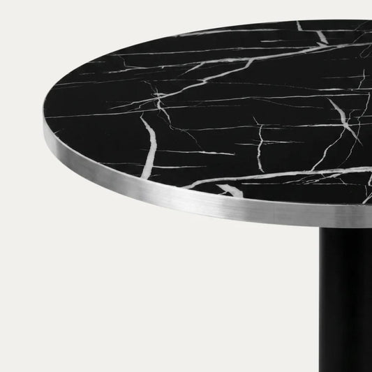 Mesa Redonda Roma Negra 60cm | Efecto Mármol
