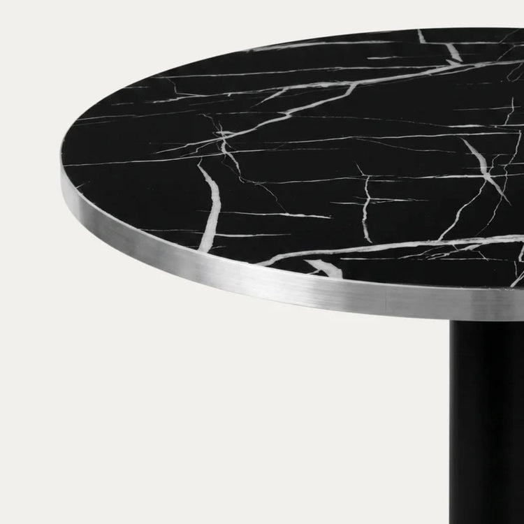 Mesa Redonda Roma Negra 60cm | Efecto Mármol