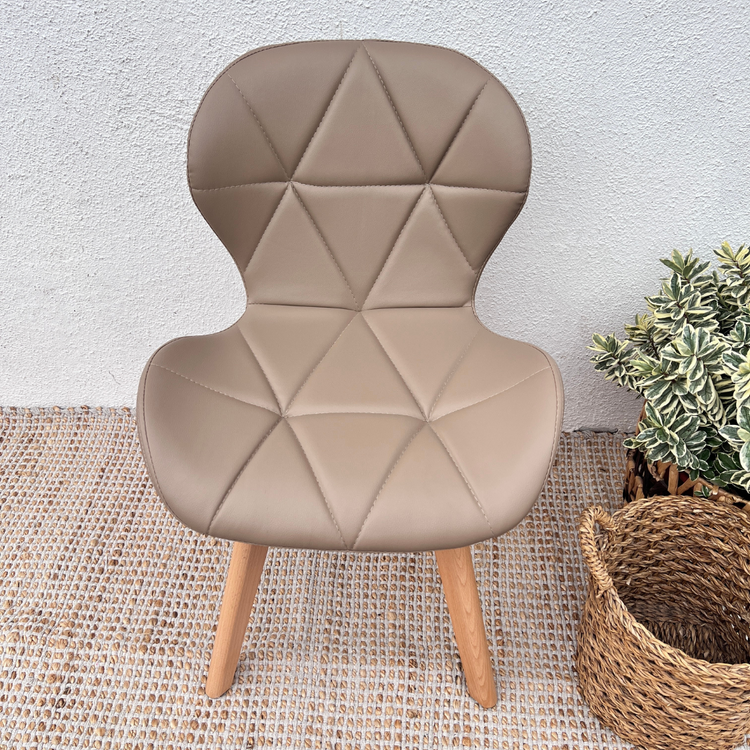 Pack 4 Sillón Rubik Latte | Ecocuero & Madera