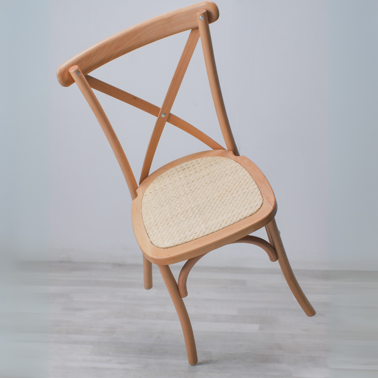 Pack 4 Silla Crossback Madera & Rattan | Natural