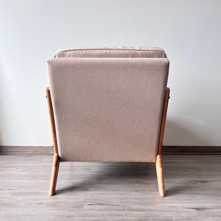Sillón Andrea Tela Beige | Madera Natural