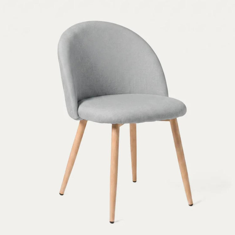 Silla Eloina | Tapizada Lino Gris & Patas de Acero