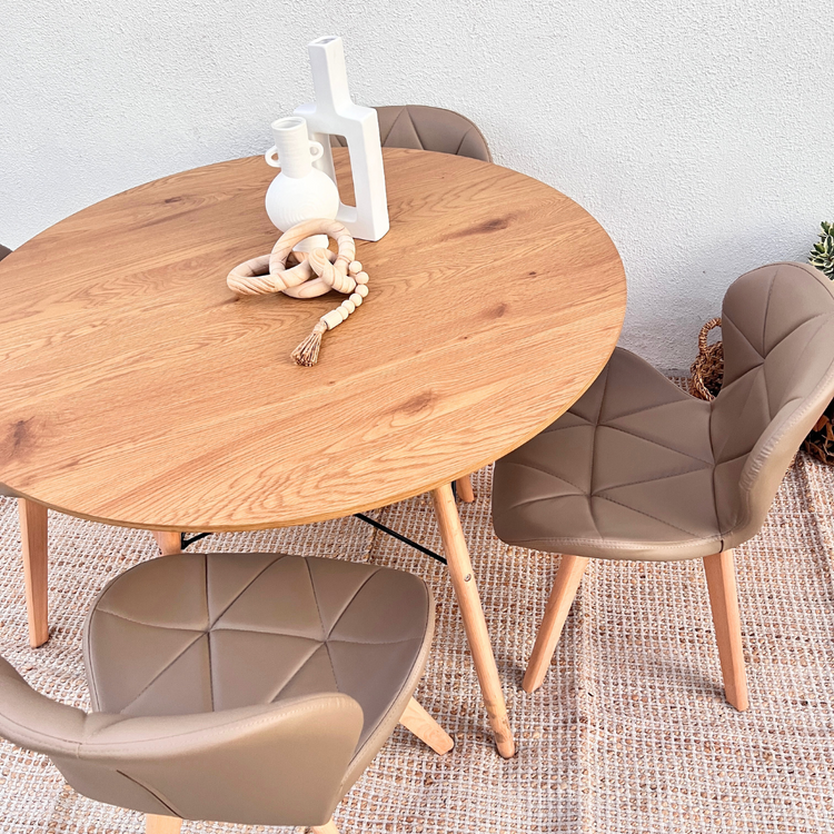 Comedor Moderno Shanna 80cm + 4 Sillas Rubik Latte