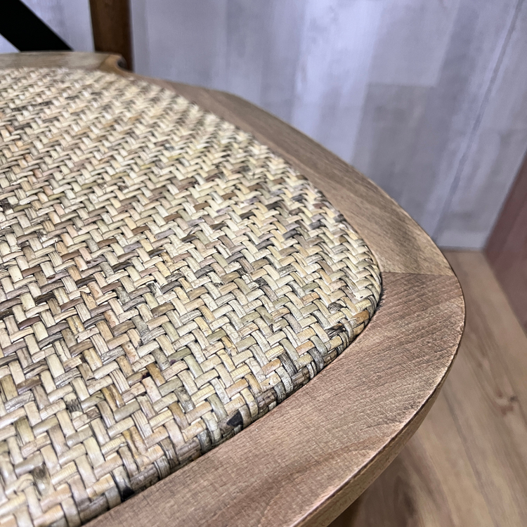 Silla Crossback Madera & Rattan | Café y Negro | Diseño Vintage