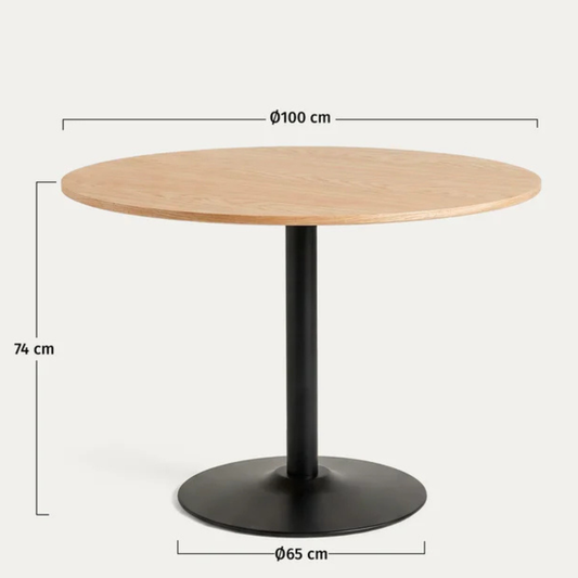 Mesa Redonda Letta Nórdica 100cm | Metal & MDF