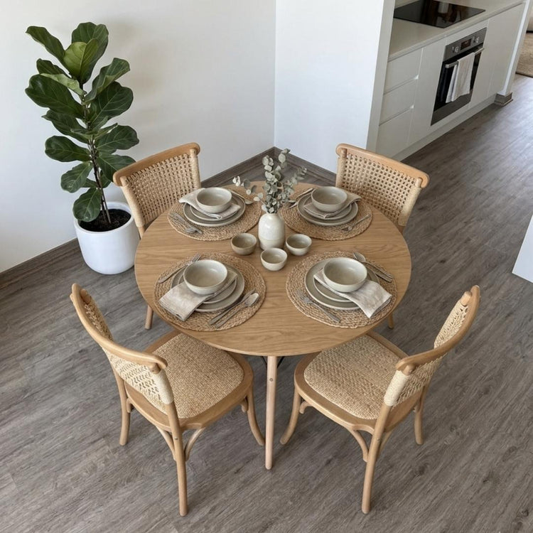 Comedor Redonda Shanna 100cm + 4 Silla Tango Wood