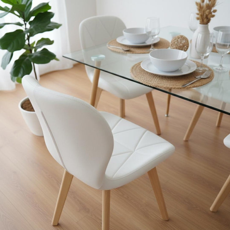 Comedor Mesa Vitreo 120x80 + 4 Sillón Rubik Blanco