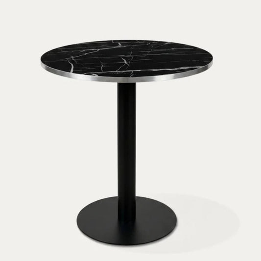 Mesa Redonda Roma Negra 60cm | Efecto Mármol