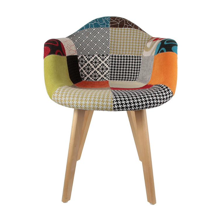 Butaca Patchwork Naranja | Tela & Madera