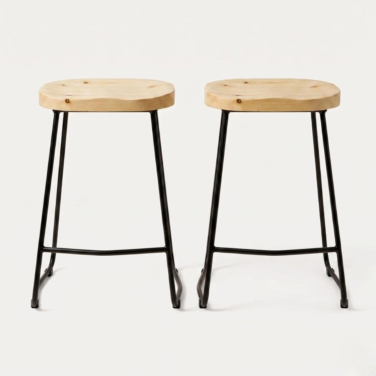Pack 2 Taburete Piso Virginia 66 cm | Madera & Metal