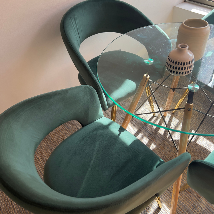 Comedor Redondo Mesa Elida 100cm + 4 Sillas Siena Verde