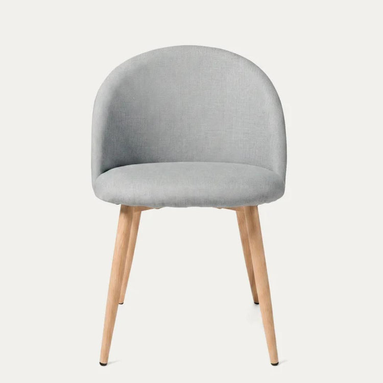 Silla Eloina | Tapizada Lino Gris & Patas de Acero