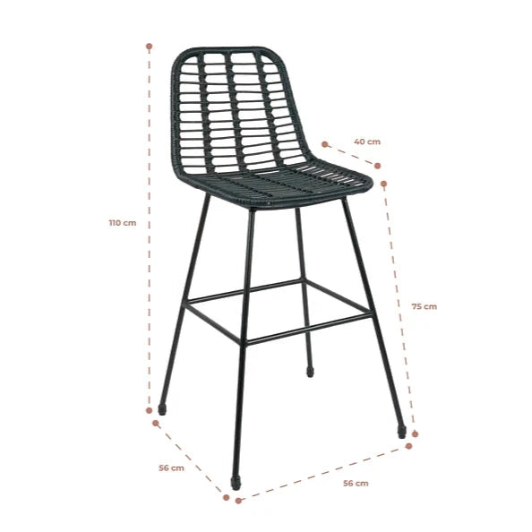 Taburete Piso Grecia Alto 75 cm | Rattan Negro