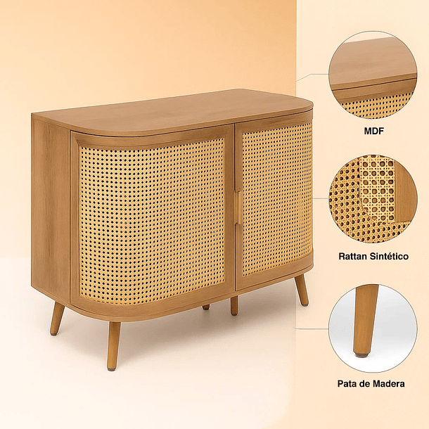 Cómoda Marian | Rattan & Madera
