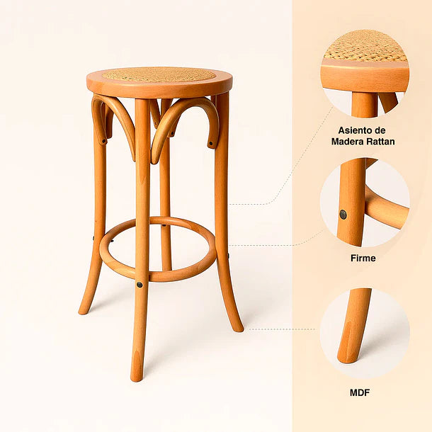 Taburete Piso Perry | Madera Rattan