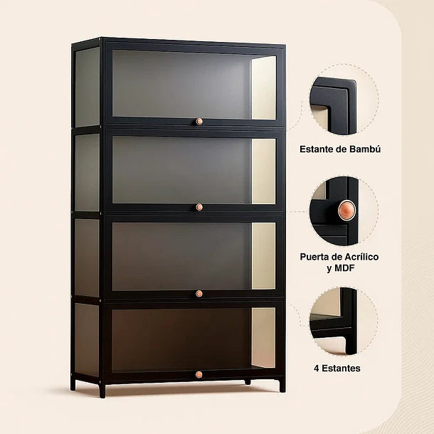 Vitrina Estante Toronto | Bambú Negro