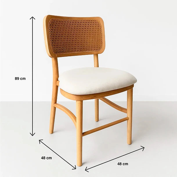 Silla Helga | Asiento acolchado | Madera Rattan