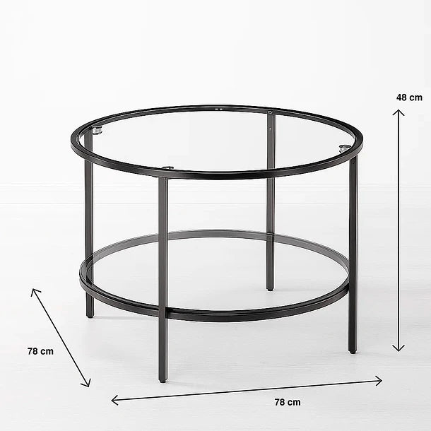 Mesa de Centro Foster | Vidrio y Metal Negro